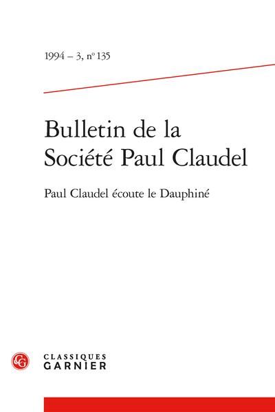 Produktbild: Bulletin de la Societe Paul Claudel ; Paul Claudel Ecoute le Dauphine