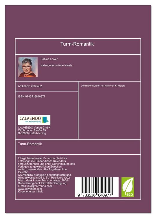 Produktbild: Turm-Romantik (Tischkalender 2026 DIN A5 hoch), CALVENDO Monatskalender