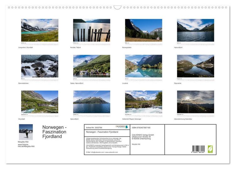 Produktbild: Norwegen - Faszination Fjordland (Wandkalender 2026 DIN A2 quer), CALVENDO Monatskalender