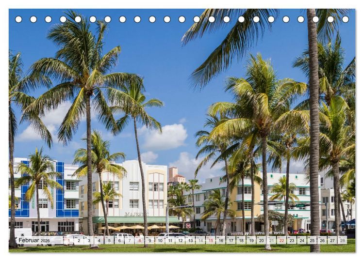 Produktbild: Miami Beach und Art Deco District (Tischkalender 2026 DIN A5 quer), CALVENDO Monatskalender