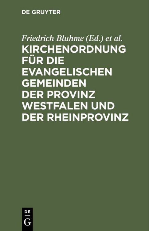 Produktbild: Kirchenordnung f&uuml;r die evangelischen Gemeinden der Provinz Westfalen und der Rheinprovinz
