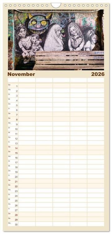 Produktbild: Familienplaner 2026 - Graffiti: Die Kunst der Stra&szlig;e mit 5 Spalten (Wandkalender, 21 x 45 cm) CALVENDO