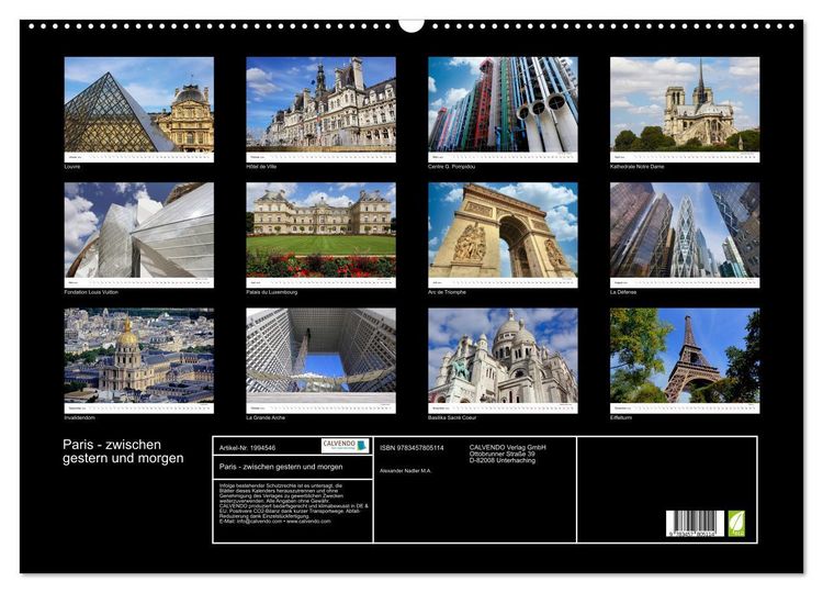 Produktbild: Paris - zwischen gestern und morgen (Wandkalender 2026 DIN A2 quer), CALVENDO Monatskalender