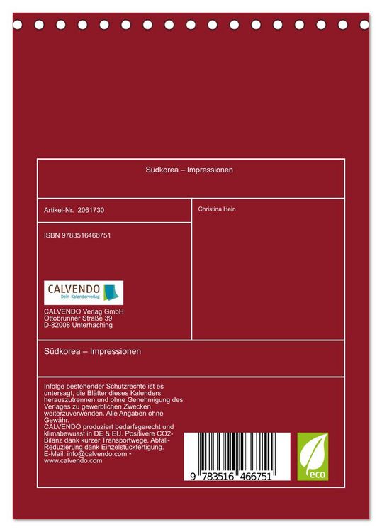 Produktbild: S&uuml;dkorea &ndash; Impressionen (Tischkalender 2026 DIN A5 hoch), CALVENDO Monatskalender