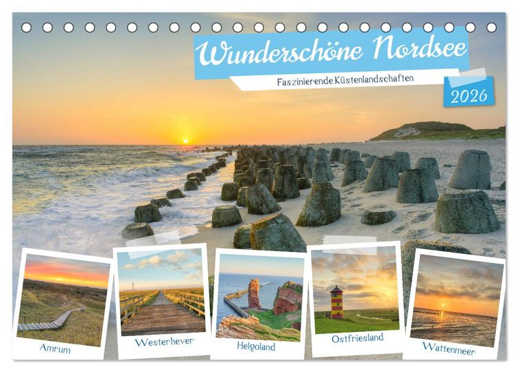 Produktbild: Wundersch&ouml;ne Nordsee - Faszinierende K&uuml;stenlandschaften (Tischkalender 2026 DIN A5 quer), CALVENDO Monatskalender