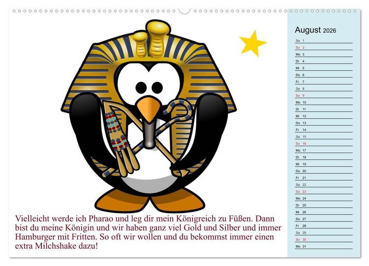 Produktbild: Pinguin-Elfe (Wandkalender 2026 DIN A2 quer), CALVENDO Monatskalender