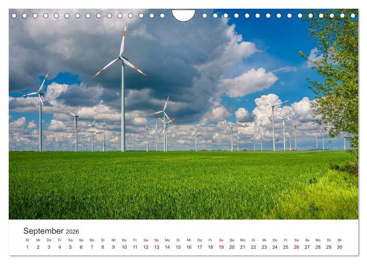 Produktbild: Deutschland, Energie des Windes: wundersch&ouml;ne Landschaften (Wandkalender 2026 DIN A4 quer), CALVENDO Monatskalender