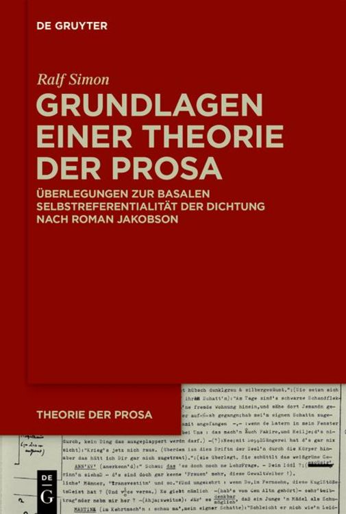 Produktbild: Grundlagen einer Theorie der Prosa