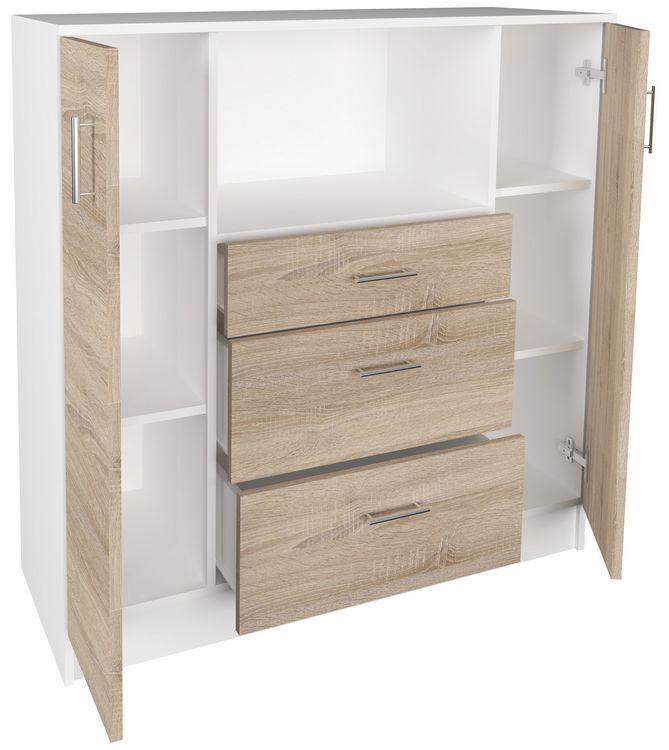 VCM Küchenschrank | Maße ca. H. 110 x B. 109 x T. 40 cm | Mikrowellenschrank mit drei Schubladen | Unterschrank schlicht | Küchenmöbel - Esilo Weiß | online kaufen | Online-Shop