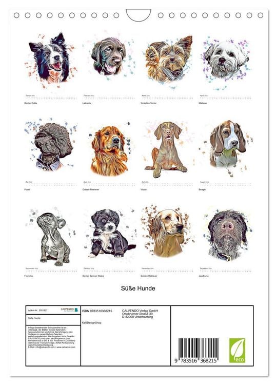 Produktbild: S&uuml;&szlig;e Hunde (Wandkalender 2026 DIN A4 hoch), CALVENDO Monatskalender