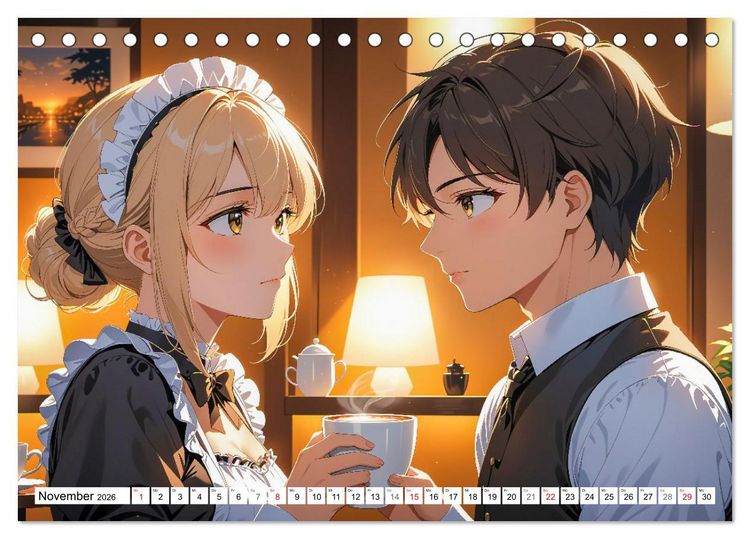 Produktbild: Manga Caf&eacute; Tr&auml;ume - Kawaii Anime-Kalender voller s&uuml;&szlig;er Momente (Tischkalender 2026 DIN A5 quer), CALVENDO Monatskalender