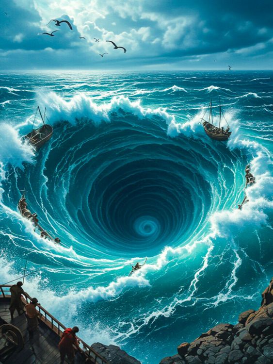 Produktbild: CALVENDO Puzzle Charybdis, gigantischer t&ouml;dlicher Meeresstrudel | 1000 Teile Lege-Gr&ouml;&szlig;e 64x48cm Foto-Puzzle f&uuml;r gl&uuml;ckliche Stunden