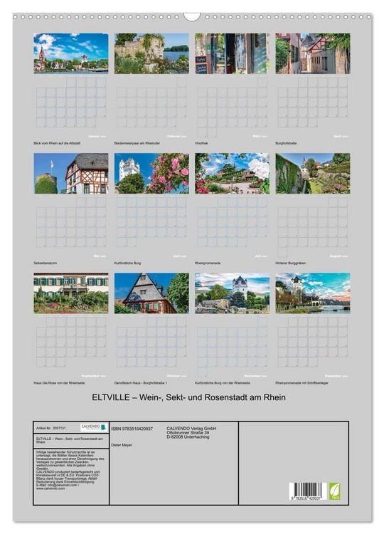 Produktbild: ELTVILLE &ndash; Wein-, Sekt- und Rosenstadt am Rhein (Wandkalender 2026 DIN A2 hoch), CALVENDO Monatskalender