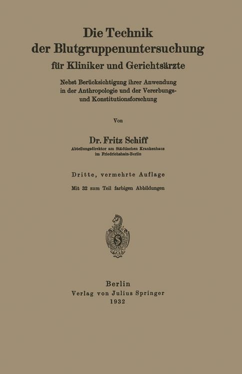 Produktbild: Die Technik der Blutgruppenuntersuchung f&uuml;r Kliniker und Gerichts&auml;rzte