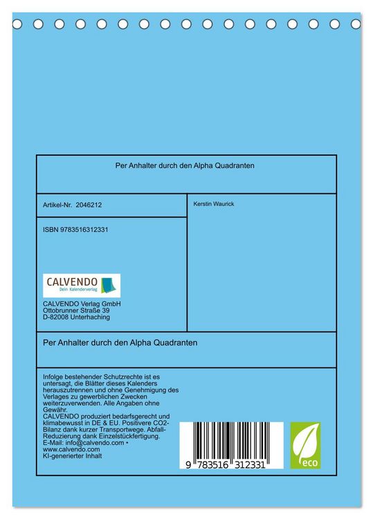 Produktbild: Per Anhalter durch den Alpha Quadranten (Tischkalender 2026 DIN A5 hoch), CALVENDO Monatskalender