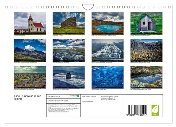 Produktbild: Eine Rundreise durch Island (Wandkalender 2026 DIN A4 quer), CALVENDO Monatskalender