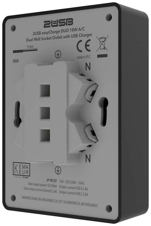 Produktbild: 2USB 2U-449719 Unterputz-Dose mit USB-C&reg;, mit USB-Ladeausgang Schwarz (matt)
