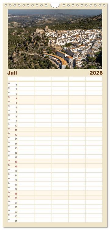 Produktbild: Familienplaner 2026 - Andalusiens weisse D&ouml;rfer mit 5 Spalten (Wandkalender, 21 x 45 cm) CALVENDO