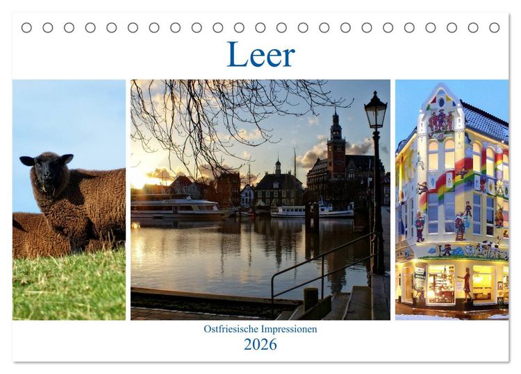 Produktbild: Leer - Ostfriesische Impressionen 2026 (Tischkalender 2026 DIN A5 quer), CALVENDO Monatskalender
