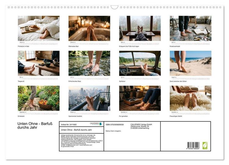 Produktbild: Unten Ohne - Barfu&szlig; durchs Jahr (Wandkalender 2027 DIN A2 quer), CALVENDO Monatskalender