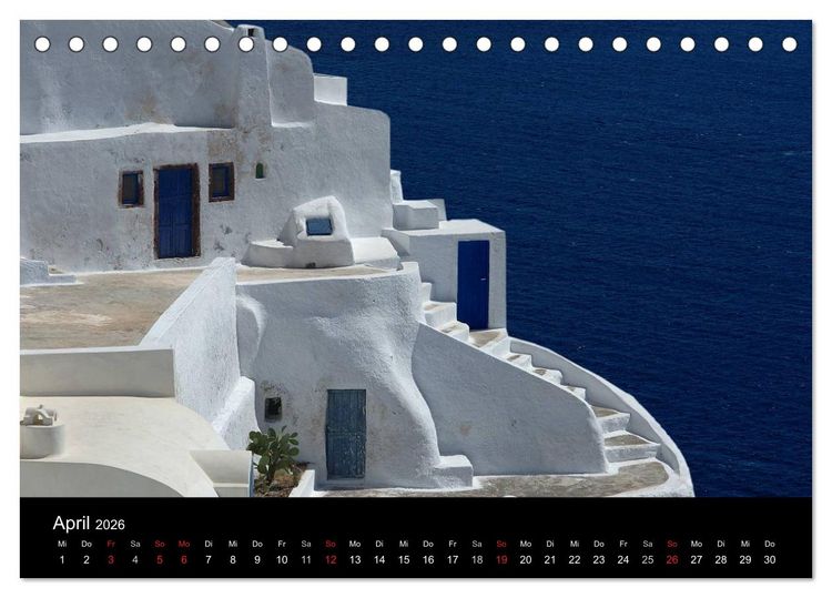 Produktbild: Santorini &ndash; Leben auf dem Vulkan (Tischkalender 2026 DIN A5 quer), CALVENDO Monatskalender
