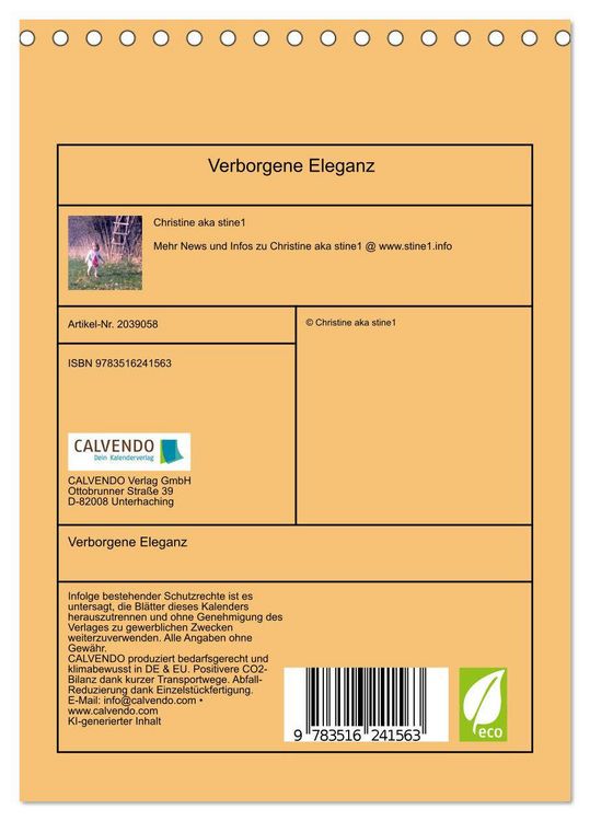 Produktbild: Verborgene Eleganz (Tischkalender 2026 DIN A5 hoch), CALVENDO Monatskalender