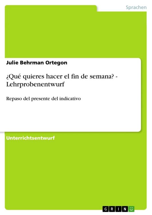 Produktbild: &iquest;Qu&eacute; quieres hacer el fin de semana? - Lehrprobenentwurf