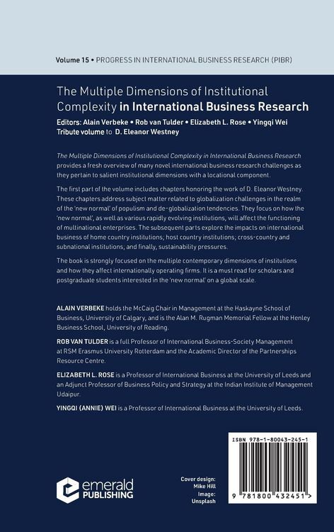 Produktbild: The Multiple Dimensions of Institutional Complexity in International Business Research