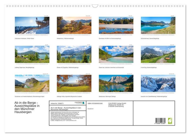 Produktbild: Ab in die Berge - Aussichtspl&auml;tze in den M&uuml;nchner Hausbergen (Wandkalender 2027 DIN A2 quer), CALVENDO Monatskalender