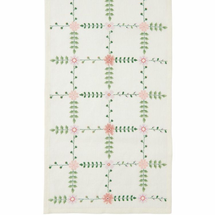 Produktbild: Stickpackung, Gez&auml;hlter Kreuzstich Tischl&auml;ufer Wiesenbl&uuml;mchen, 42 x 164 cm, 100% Leinen