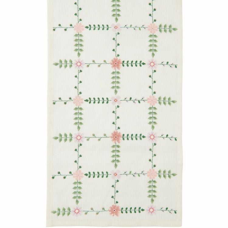 Produktbild: Stickpackung, Gez&auml;hlter Kreuzstich Tischl&auml;ufer Wiesenbl&uuml;mchen, 42 x 164 cm, 100% Leinen