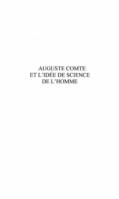 Produktbild: Auguste comte et l'idee des sciences de