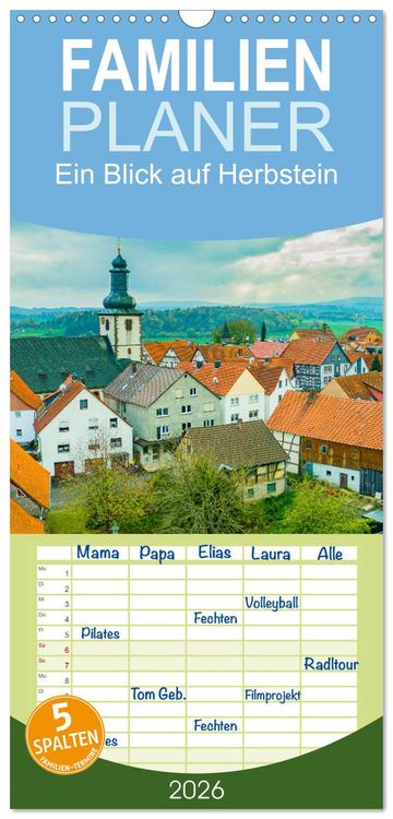 Produktbild: Familienplaner 2026 - Ein Blick auf Herbstein mit 5 Spalten (Wandkalender, 21 x 45 cm) CALVENDO