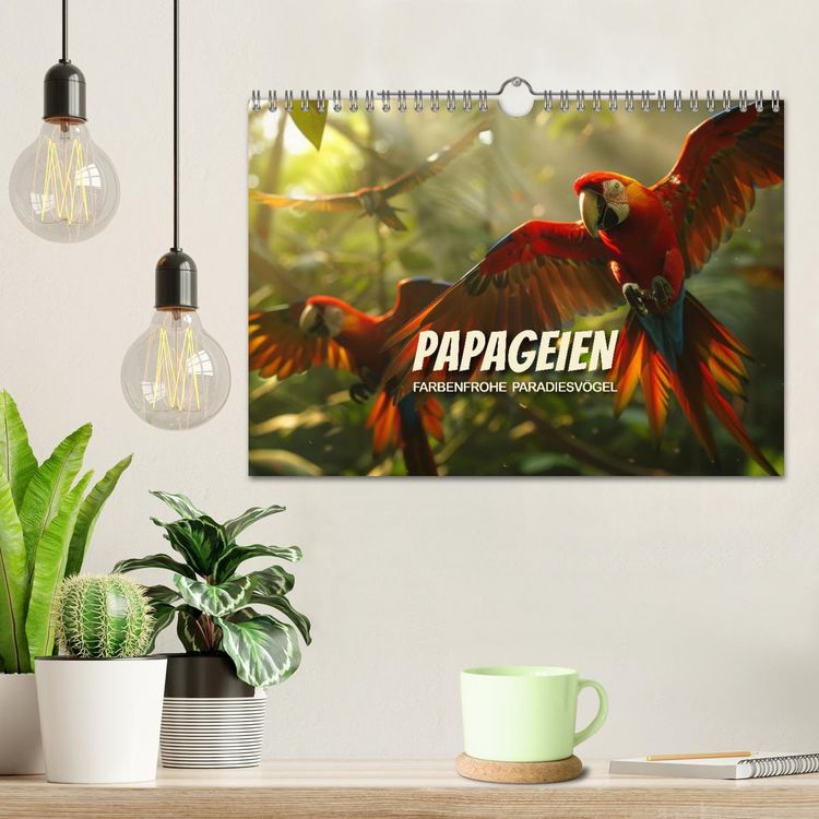 Produktbild: Papageien - Farbenfrohe Paradiesv&ouml;gel (Wandkalender 2026 DIN A4 quer), CALVENDO Monatskalender