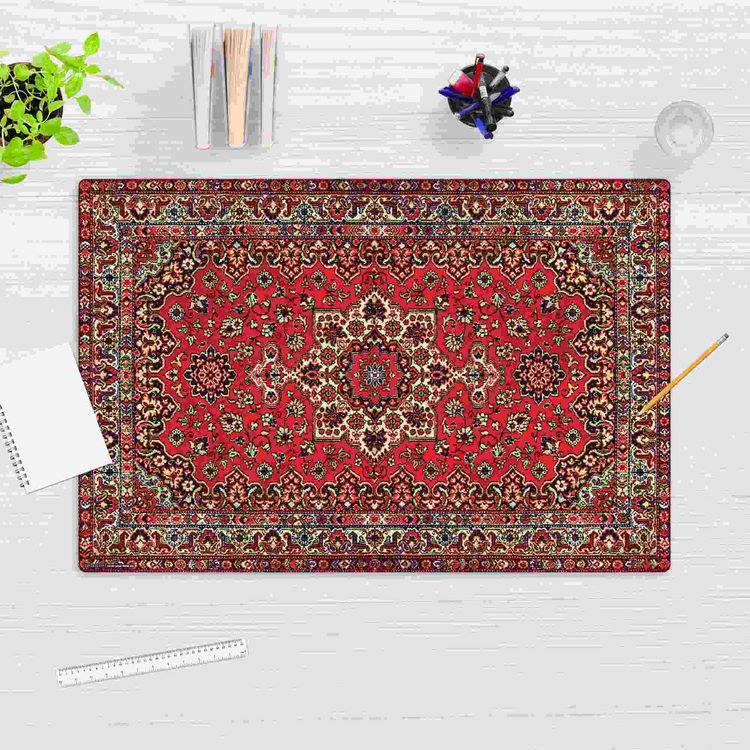 Produktbild: Cover-your-desk Schreibtischunterlage f&uuml;r Kinder und Erwachsene Orientalischer Teppich in rot, aus hochwertigem Vinyl , 60 x 40 cm
