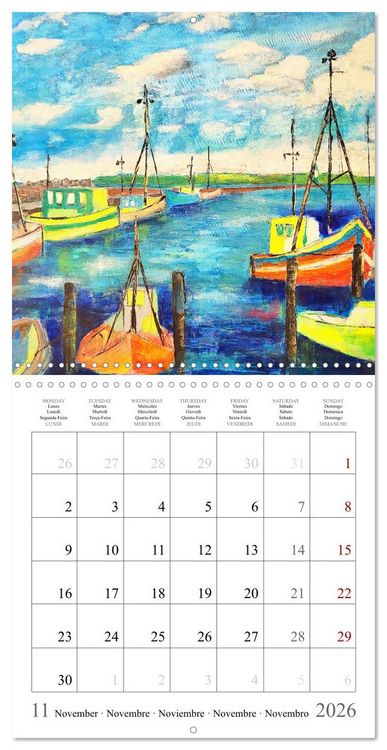Produktbild: Maritime Adventures - Colourfully painted boats (Wall Calendar 2026 12 &times; 12 Inch) CALVENDO 12 Month Wall Calendar
