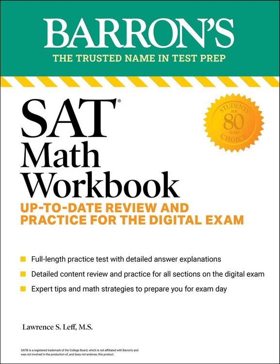 Produktbild: SAT Math Workbook: Up-to-Date Practice for the Digital Exam