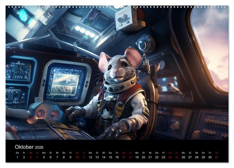 Produktbild: M&auml;use im All (Wandkalender 2026 DIN A2 quer), CALVENDO Monatskalender
