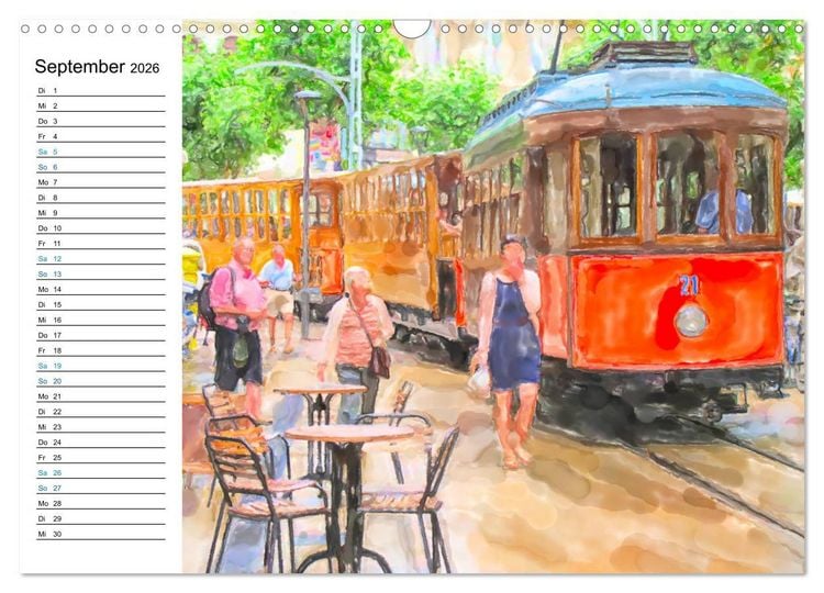 Produktbild: Mallorca - Impressionen in Aquarellfarben (Wandkalender 2026 DIN A3 quer), CALVENDO Monatskalender