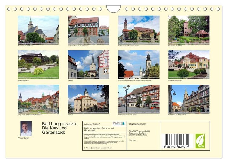 Produktbild: Bad Langensalza - Die Kur- und Gartenstadt (Wandkalender 2027 DIN A4 quer), CALVENDO Monatskalender