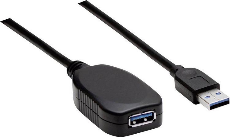 Produktbild: Manhattan USB-Kabel USB 3.2 Gen1 USB-A Stecker, USB-A Buchse 5.00m Schwarz 150712