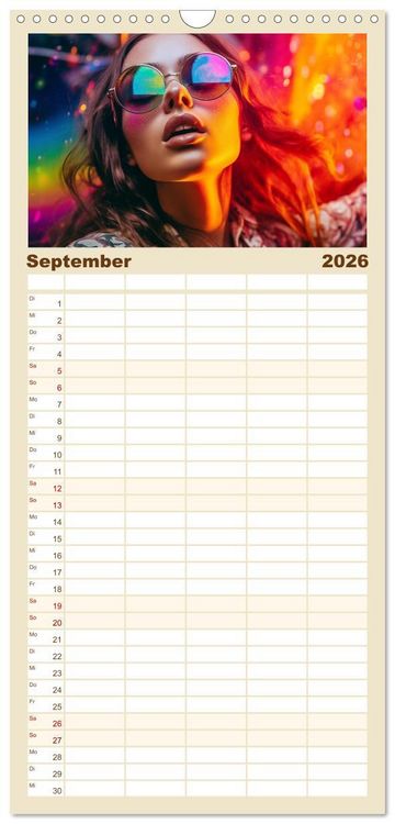 Produktbild: Familienplaner 2026 - Popart Prinzessin mit 5 Spalten (Wandkalender, 21 x 45 cm) CALVENDO
