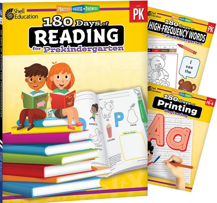 Produktbild: 180 Days(r) Reading, High-Frequency Words, & Printing Grade Pk: 3-Book Set