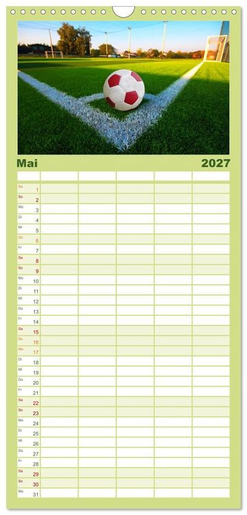 Produktbild: Familienplaner 2027 - Fu&szlig;ball - pure Leidenschaft mit 5 Spalten (Wandkalender, 21 x 45 cm) CALVENDO