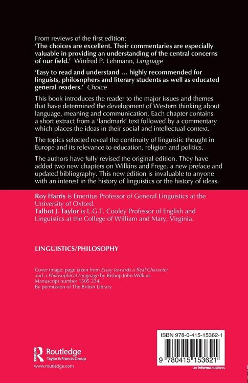 Produktbild: Landmarks In Linguistic Thought Volume I