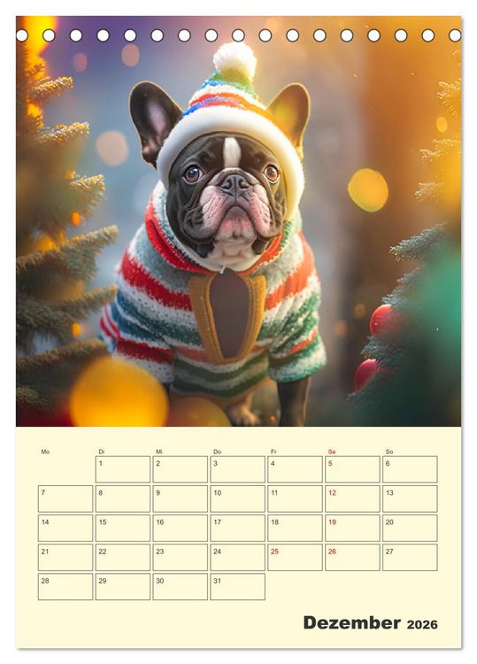 Produktbild: Lustige Flederm&auml;use. Franz&ouml;sische Bulldoggen bei der Freizeitgestaltung (Tischkalender 2026 DIN A5 hoch), CALVENDO Monatskalender