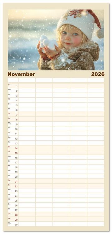 Produktbild: Familienplaner 2026 - Vertr&auml;umte Begegnungen - Kinderkalender mit 5 Spalten (Wandkalender, 21 x 45 cm) CALVENDO