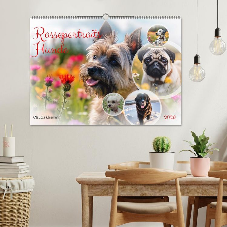 Produktbild: Rasseportraits - Hunde (Wandkalender 2026 DIN A2 quer), CALVENDO Monatskalender