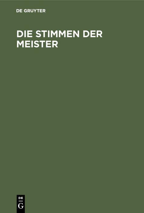 Produktbild: Die Stimmen der Meister