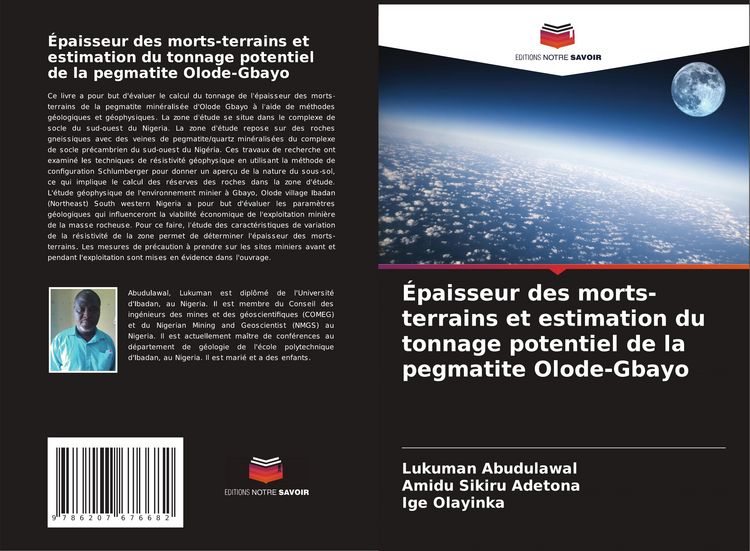 Produktbild: &Eacute;paisseur des morts-terrains et estimation du tonnage potentiel de la pegmatite Olode-Gbayo